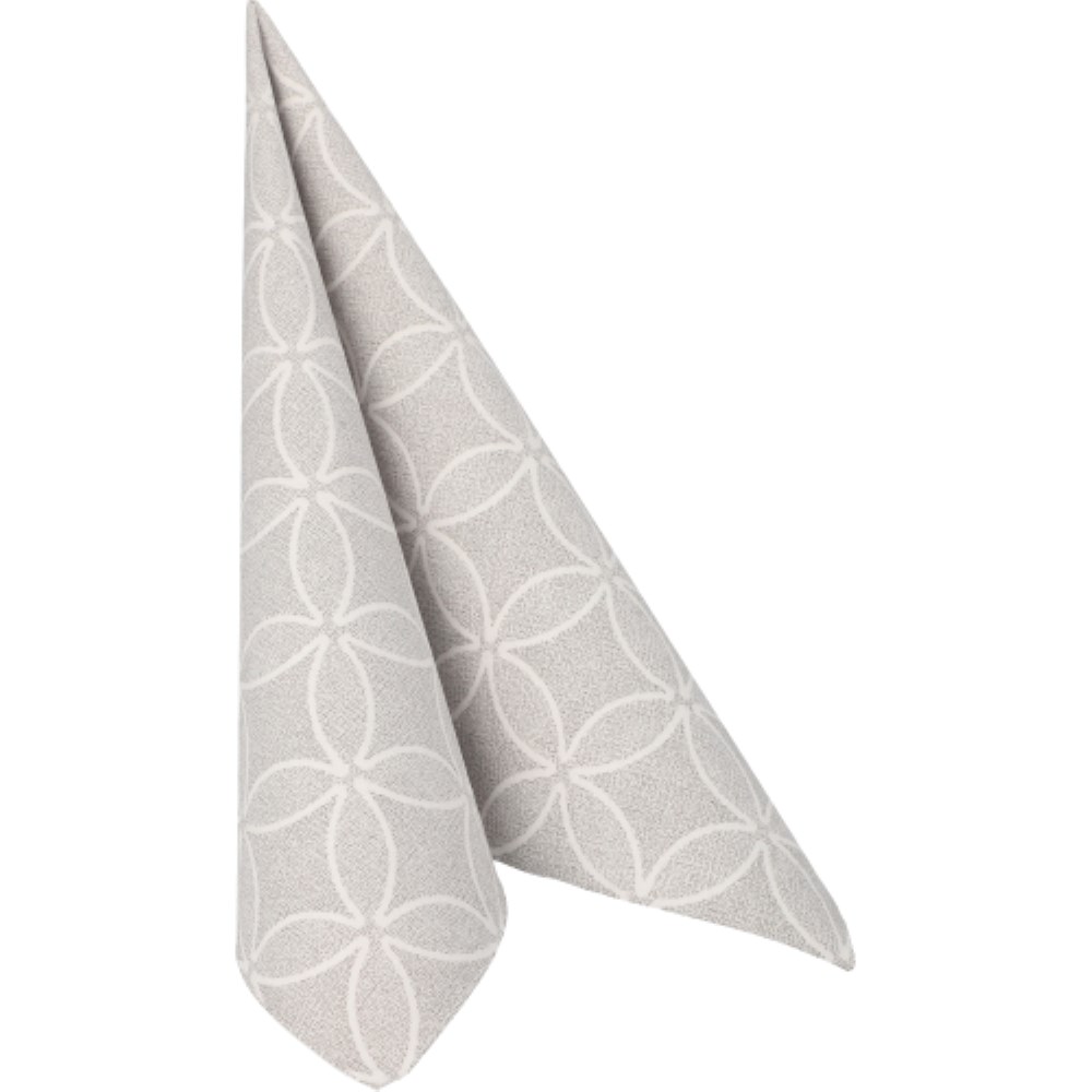 50 Servietten "ROYAL Collection" 1/4-Falz 40 cm x 40 cm grau "Circle Flowers"