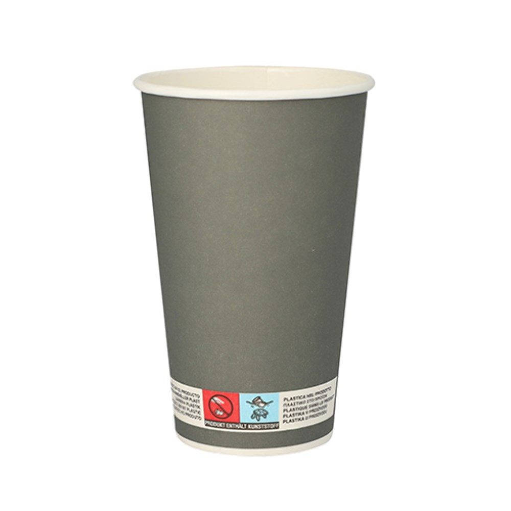 20 Trinkbecher, Pappe 0,4 l Ø 9 cm · 13,5 cm grau "Beer"