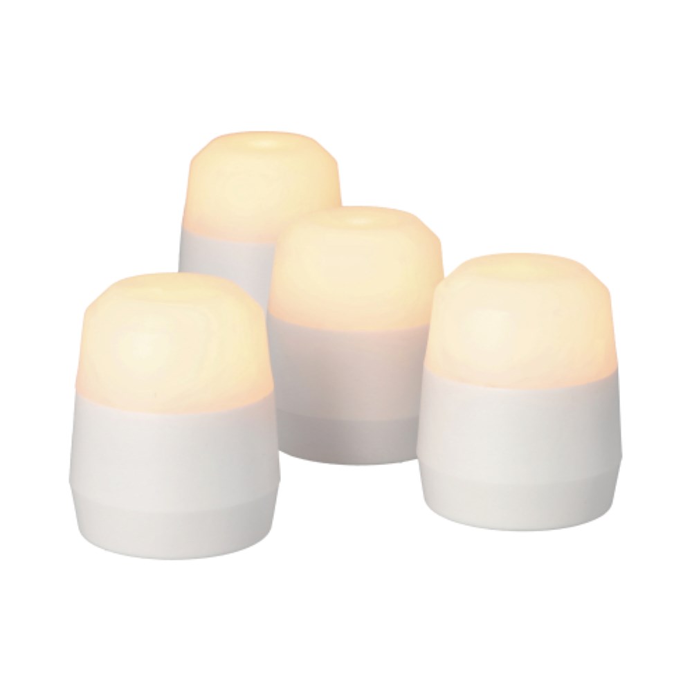 4 LED-Teelichte Nachfüllpack Ø 4 cm · 5 cm weiss "Amsterdam" Leuchtdauer 12-40h