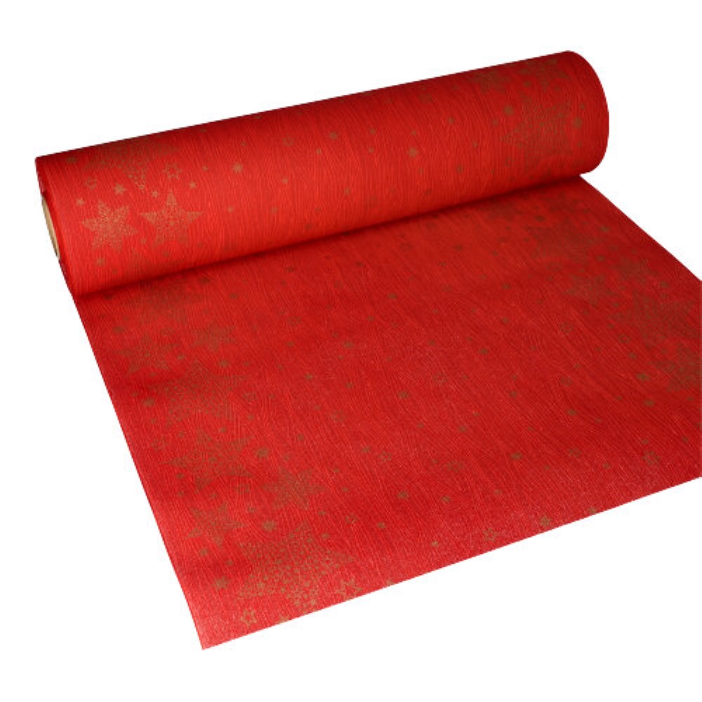 Tischläufer, stoffähnlich, Airlaid 24 m x 40 cm rot "Christmas Shine"