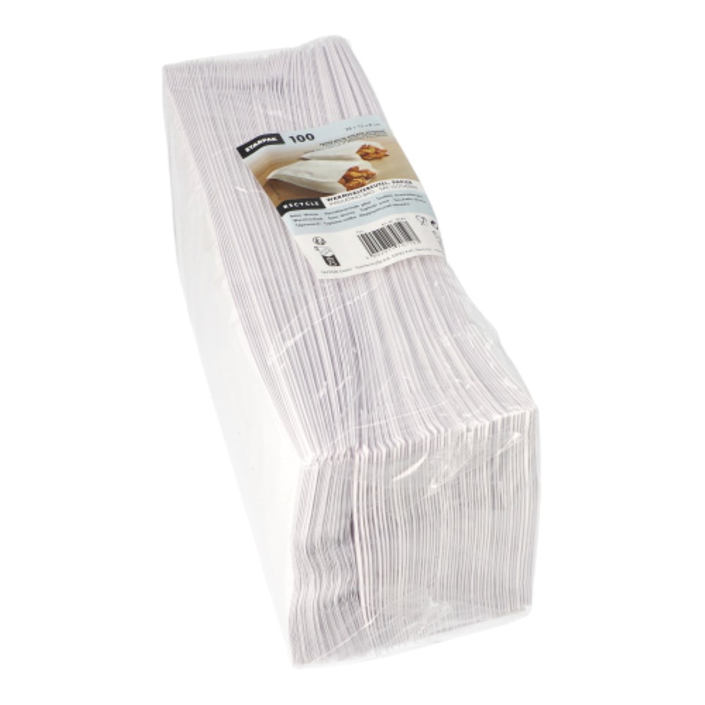 100 Warmhaltebeutel, Papier mit PE-Einlage 28 cm x 13 cm x 8 cm weiss