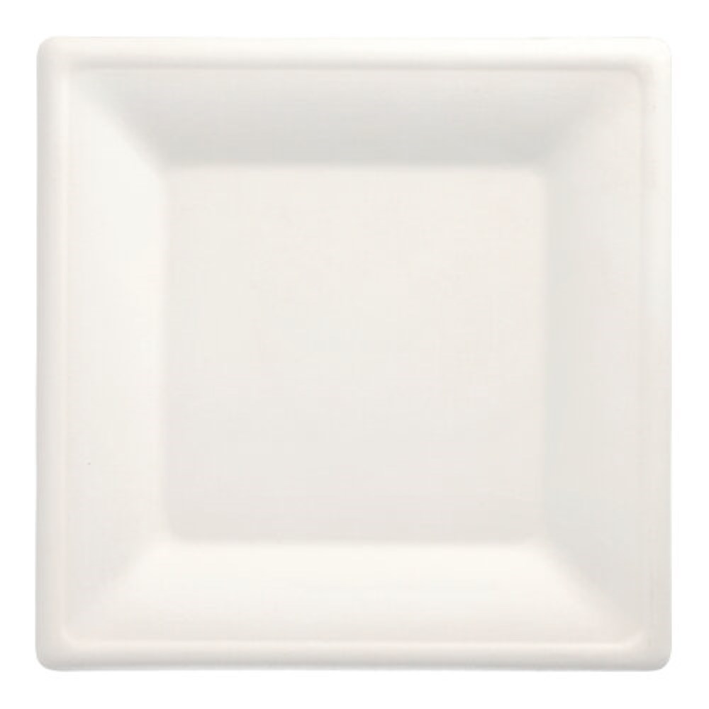 12 Teller, Zuckerrohr "pure" eckig 26 cm x 26 cm weiss