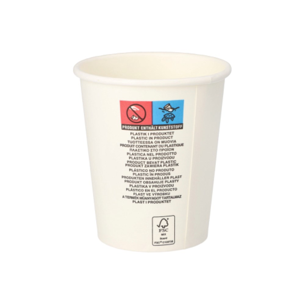 50 Trinkbecher, Pappe "To Go" 0,2 l Ø 8 cm · 9,2 cm weiss