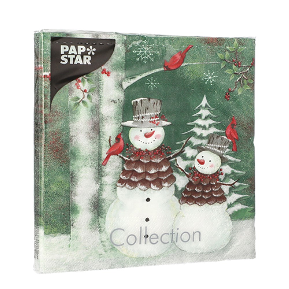 20 Servietten, 3-lagig 1/4-Falz 33 cm x 33 cm "Forest Snowmen"