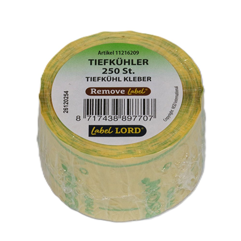 250 "LabelLord" HACCP Lebensmitteletiketten 37 mm x 64 mm weiss Tiefkühler
