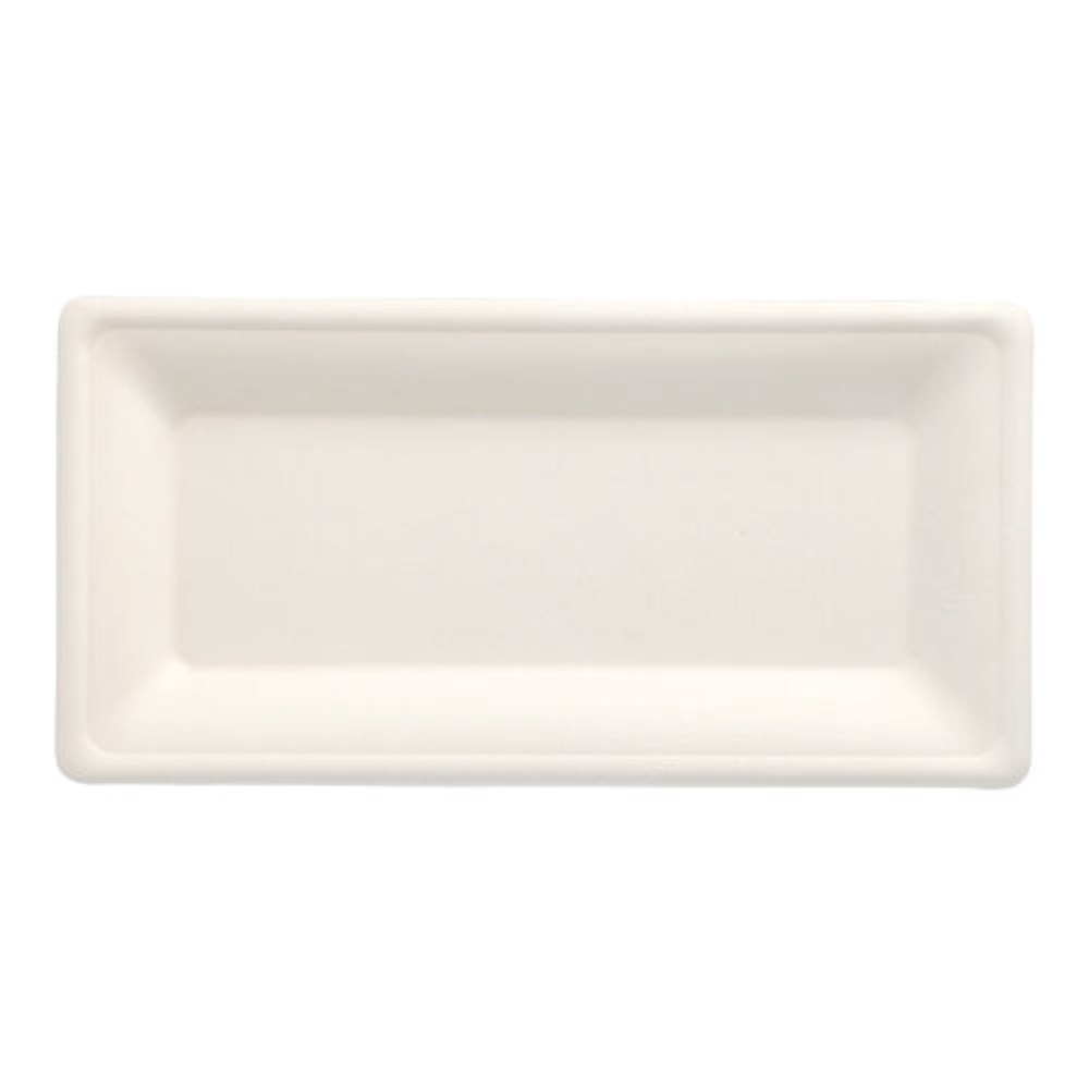 50 Teller, Zuckerrohr "pure" eckig 13 cm x 26 cm weiss
