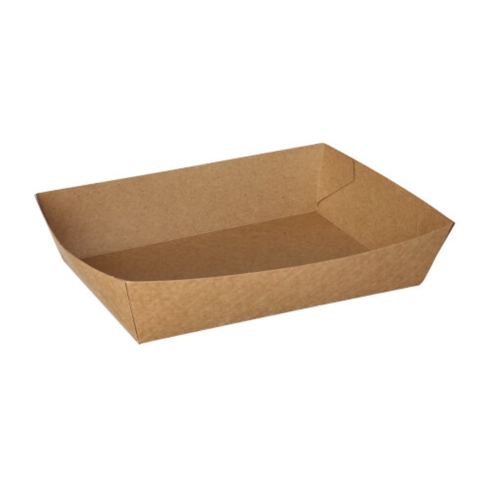 50 Snacktrays, Pappe "pure" 4 cm x 11 cm x 16 cm braun