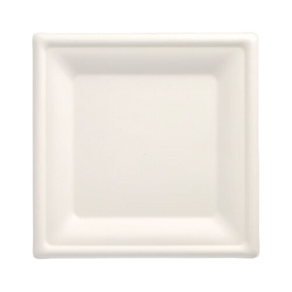 50 Teller, Zuckerrohr "pure" eckig 20 cm x 20 cm weiss 12 Teller, Zuckerrohr "pure" eckig 20 cm x 20 cm weiss