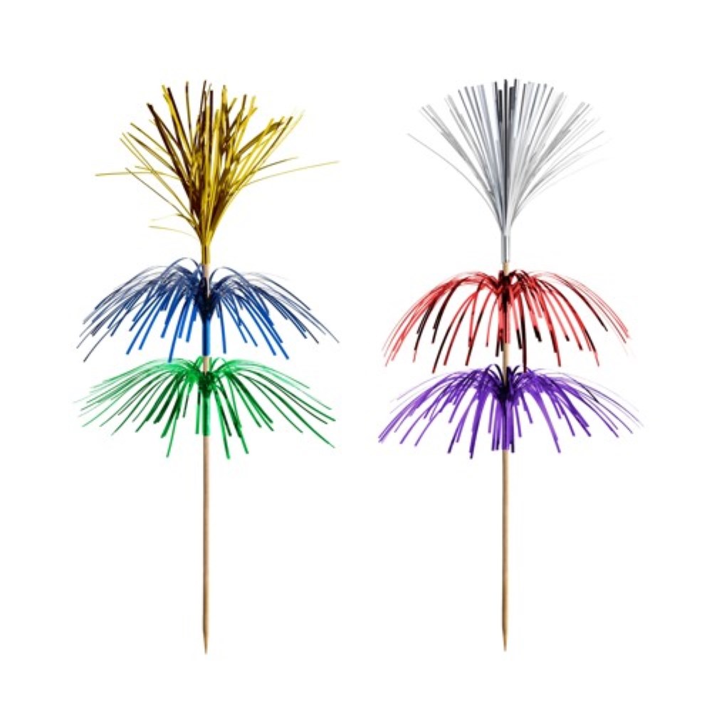 100 Deko-Picker 18 cm farbig sortiert "Feuerwerk" 3-lagig