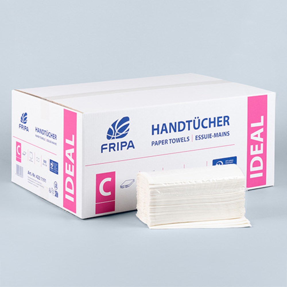 120 Blatt Handtuchpapier C-Falz 50 cm x 25 cm hochweiss 1-lagig