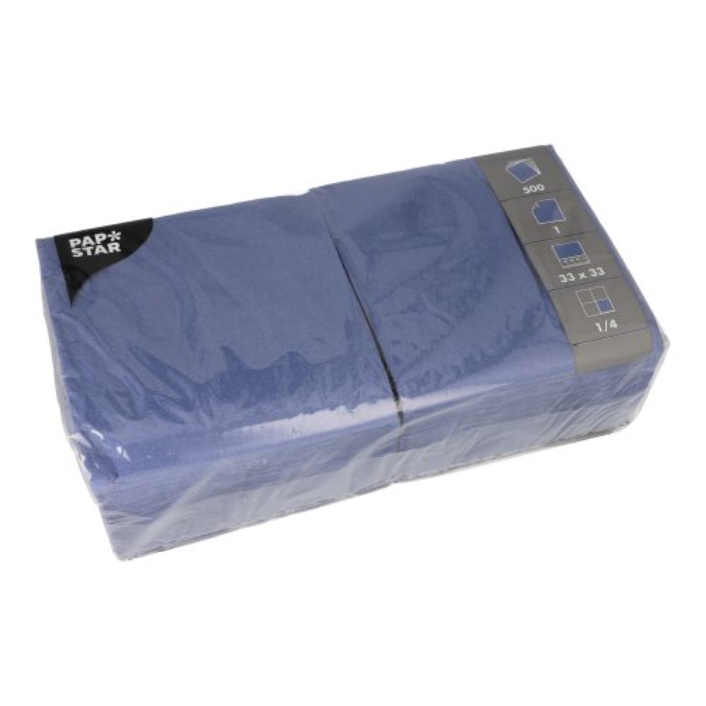 500 Servietten, 1-lagig 1/4-Falz 33 cm x 33 cm dunkelblau