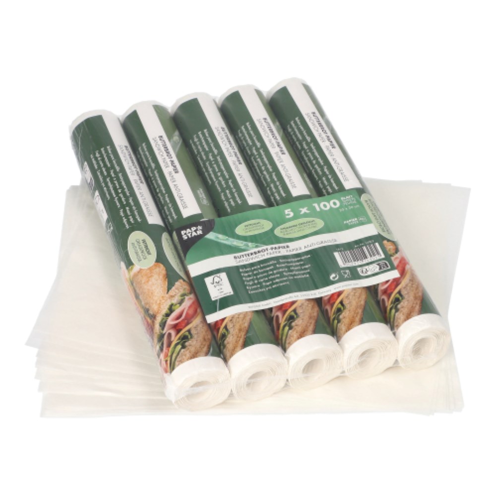 500 Blatt Butterbrotpapier 25 cm x 30 cm weiss