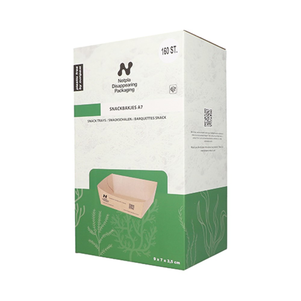 160 Snacktrays, Pappe "NOTPLA" 3,5 cm x 7 cm x 9 cm braun