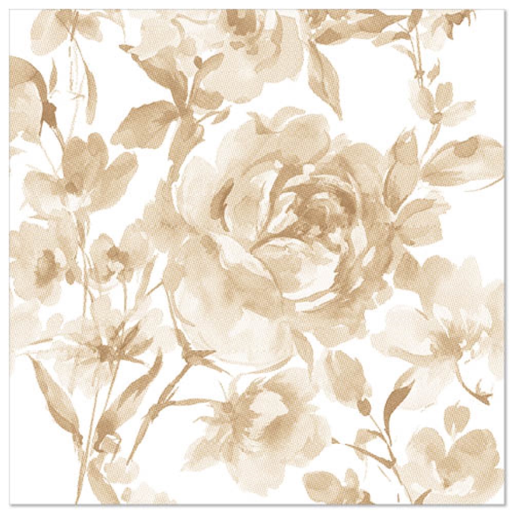 50 Servietten "ROYAL Collection" 1/4-Falz 40 cm x 40 cm sand "Rose"