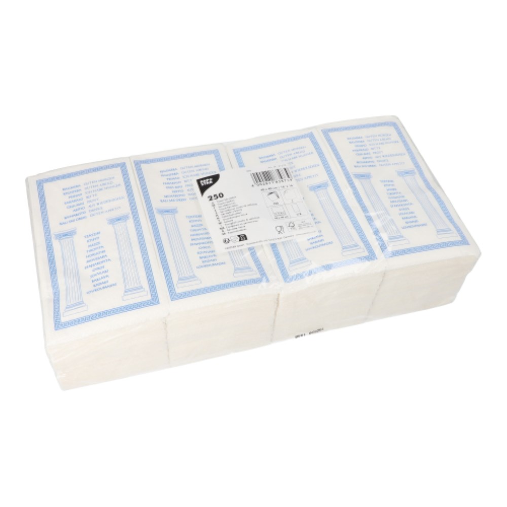 250 Servietten, 2-lagig 1/8-Falz 40 cm x 40 cm weiss "Greece"