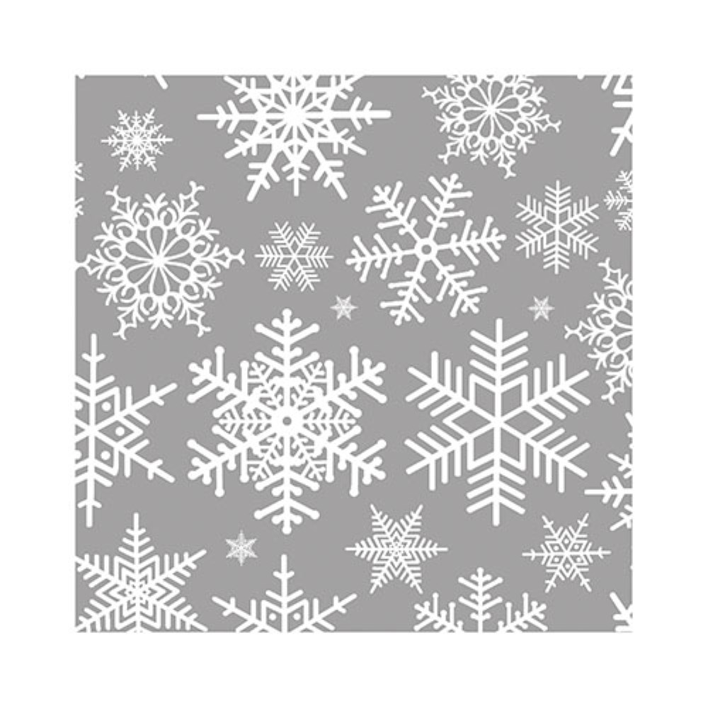 20 Servietten, 3-lagig 1/4-Falz 25 cm x 25 cm silber "Snöstjärnor"