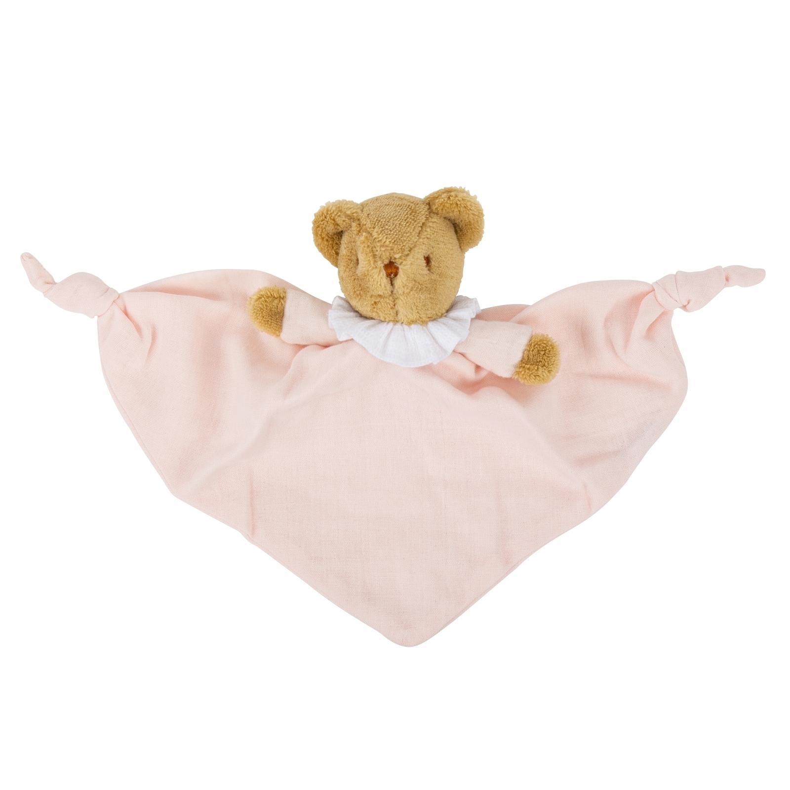 Bear Triangle Comforter with Rattle 20Cm - Pouder Pink Organic Cotton