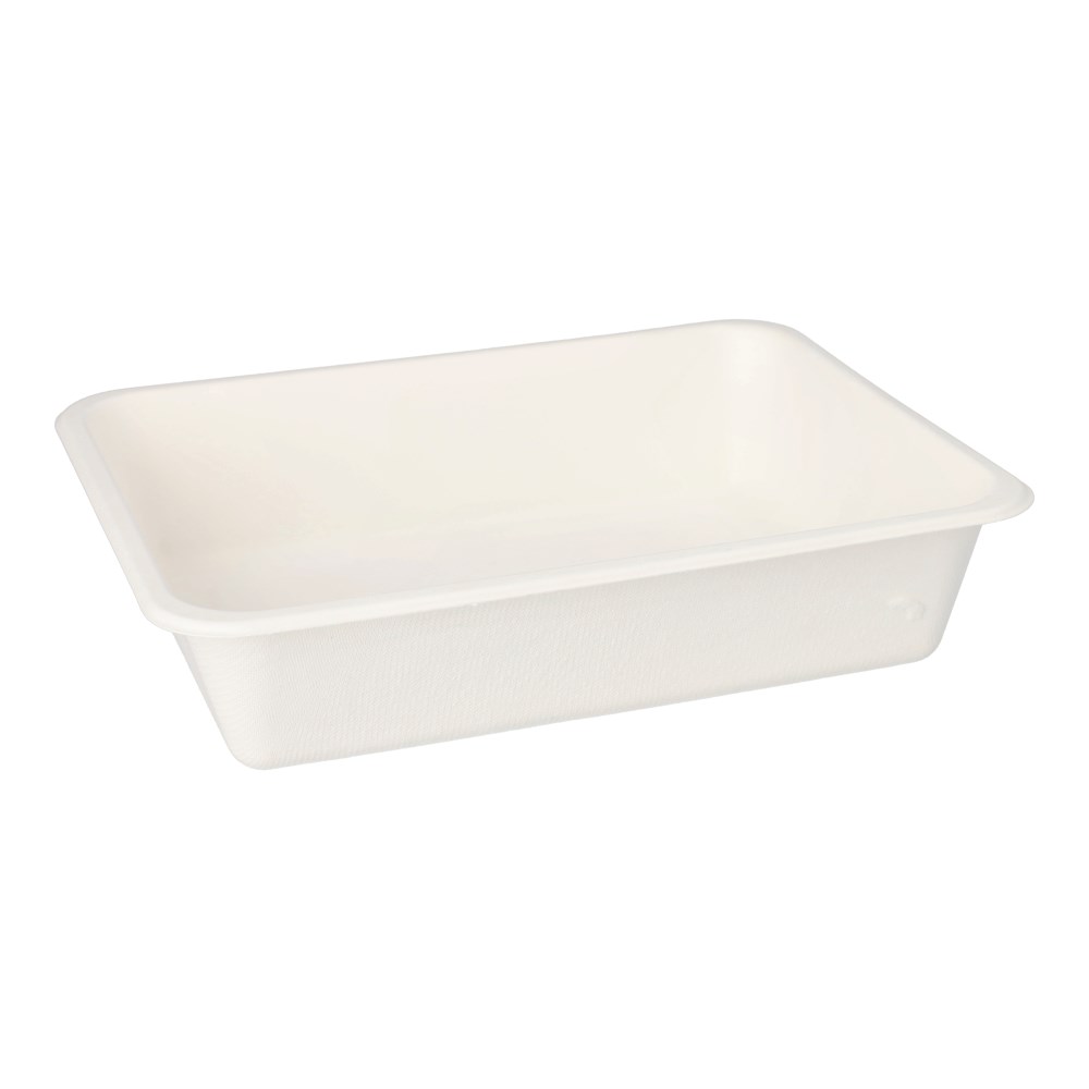 50 Siegelschalen Zuckerrohr ungeteilt 1300 ml 4,9 cm x 22,7 cm x 17,8 cm