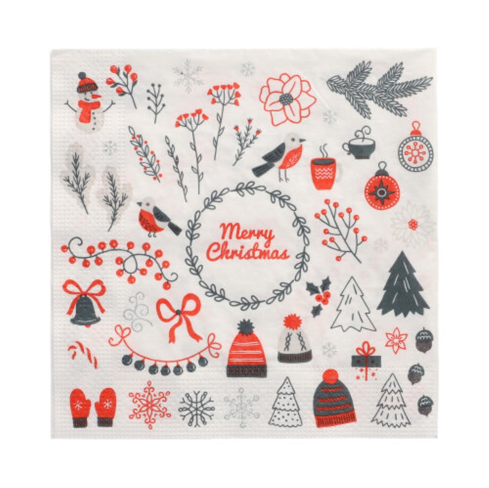 20 Servietten, 3-lagig 1/4-Falz 33 cm x 33 cm "Winter Symbols"