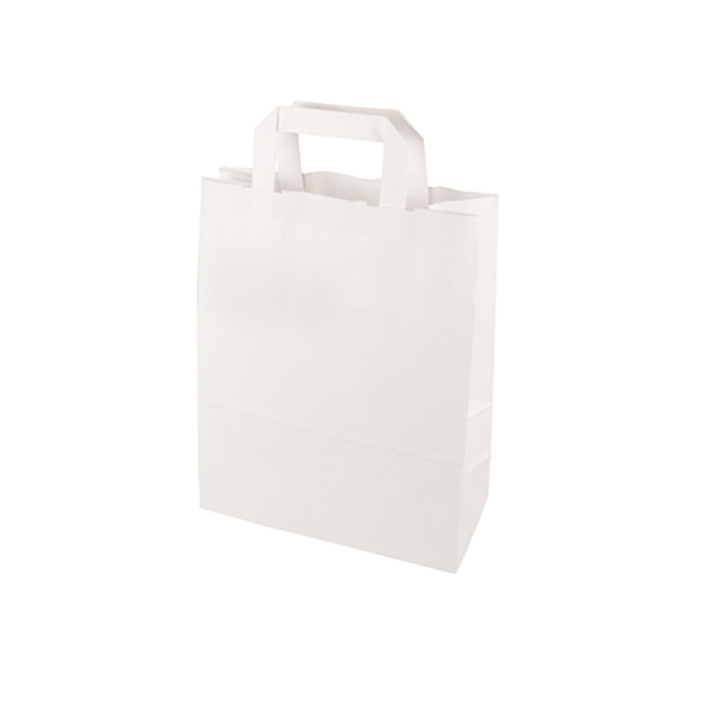 50 Tragetaschen, Papier 28 cm x 22 cm x 10 cm weiss mit Tragegriff 50 Tragetaschen, Papier 28 cm x 22 cm x 10 cm weiss mit Tragegriff