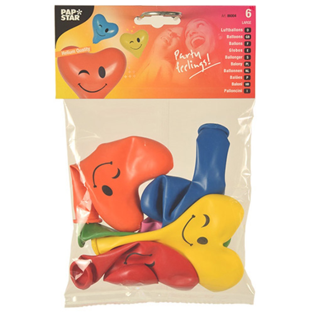 6 Luftballons Ø 28 cm farbig sortiert "Heart - Blinky" large 6 Luftballons Ø 28 cm farbig sortiert "Heart - Blinky" large