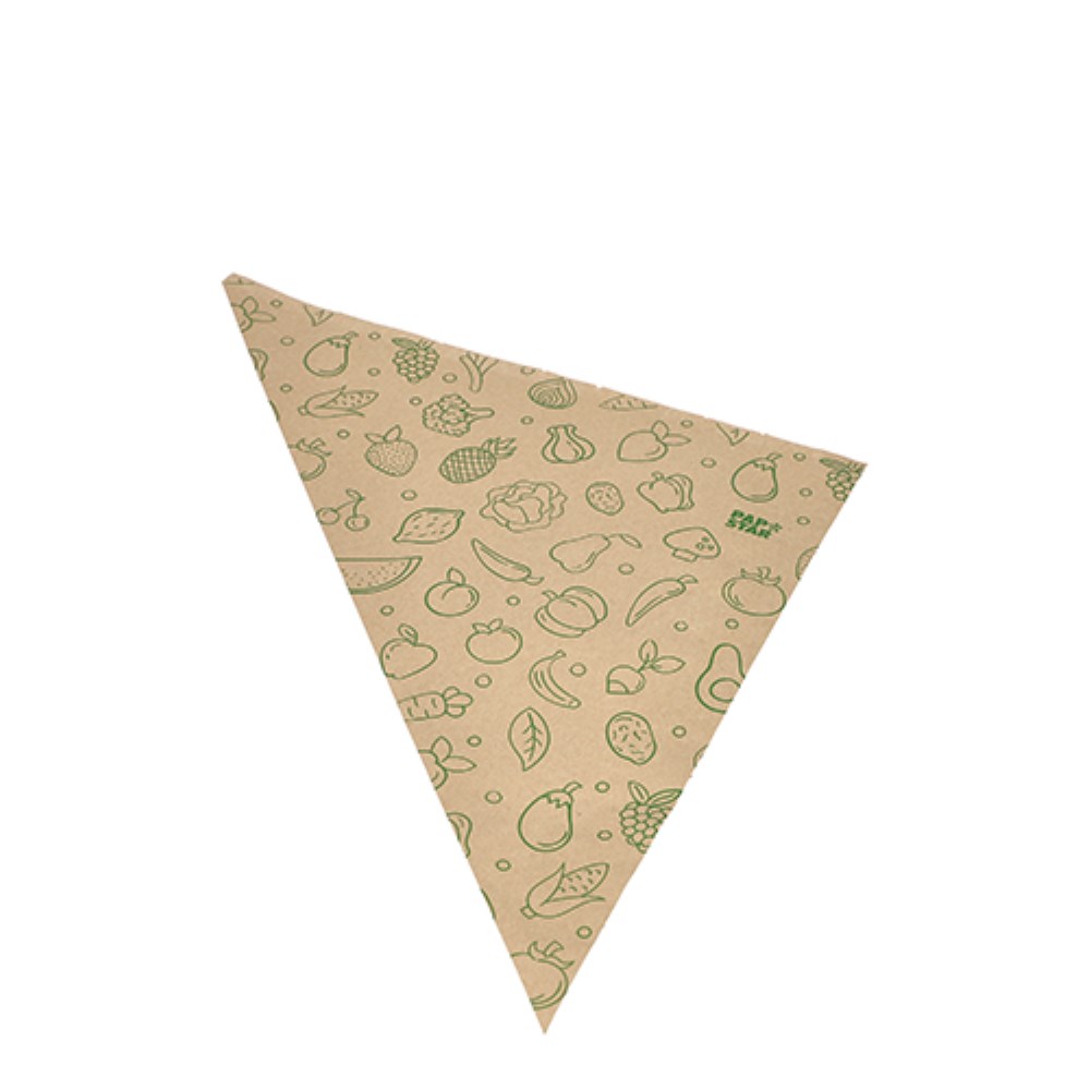 1000 Spitztüten, Kraftpapier 44 cm x 31 cm x 31 cm braun "Fruits & Vegs" Füllinhalt 750 g