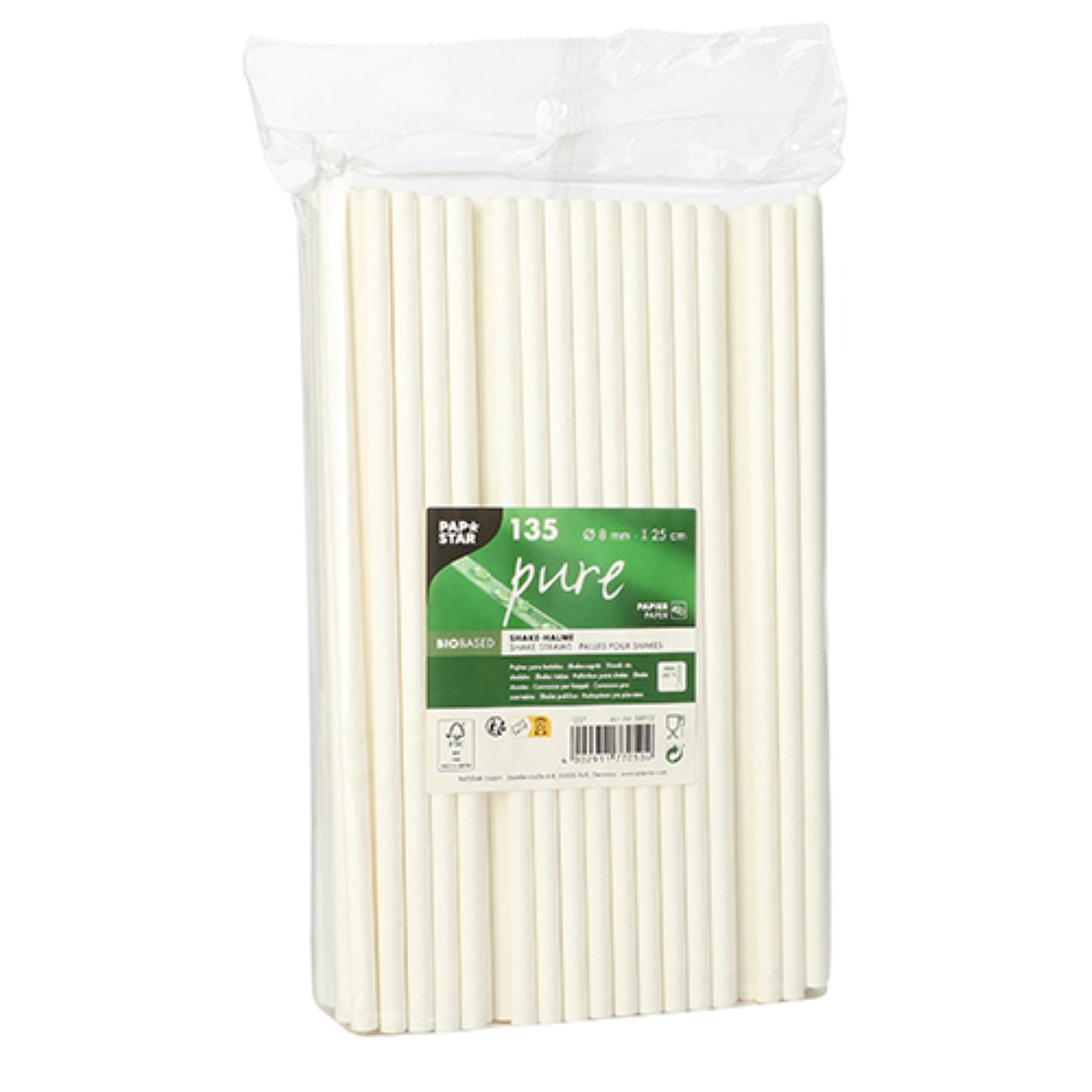 135 Shake-Halme, Papier "pure" Ø 8 mm · 25 cm weiss