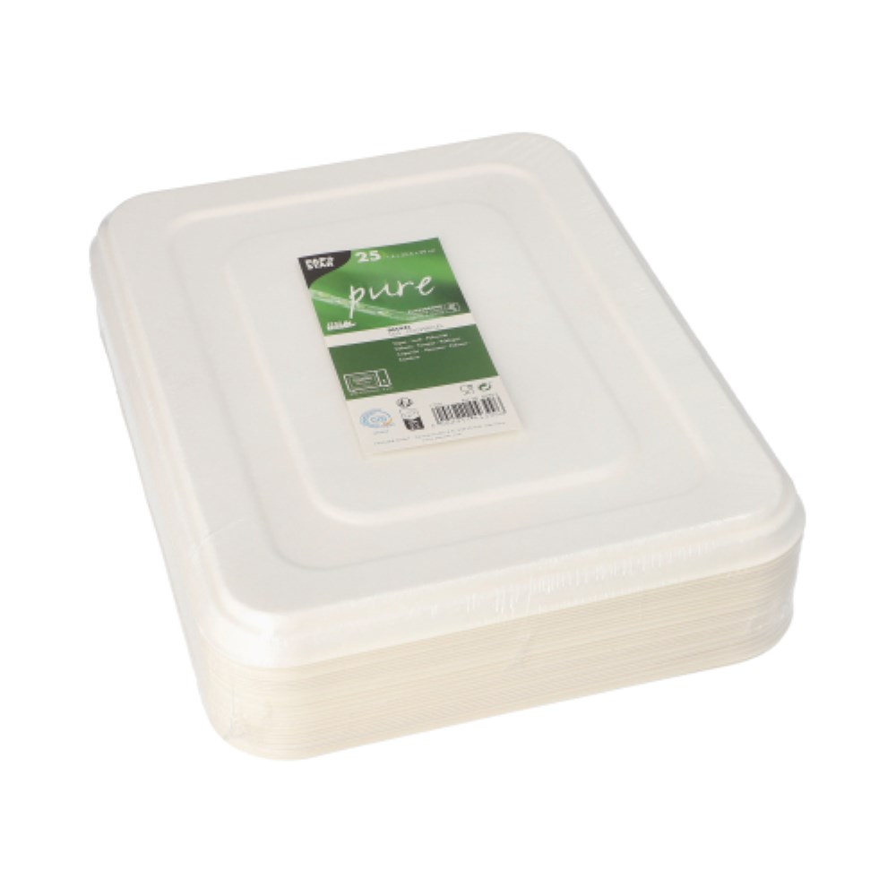 25 Deckel, Zuckerrohr "pure" 1,4 cm x 22,5 cm x 29 cm weiss