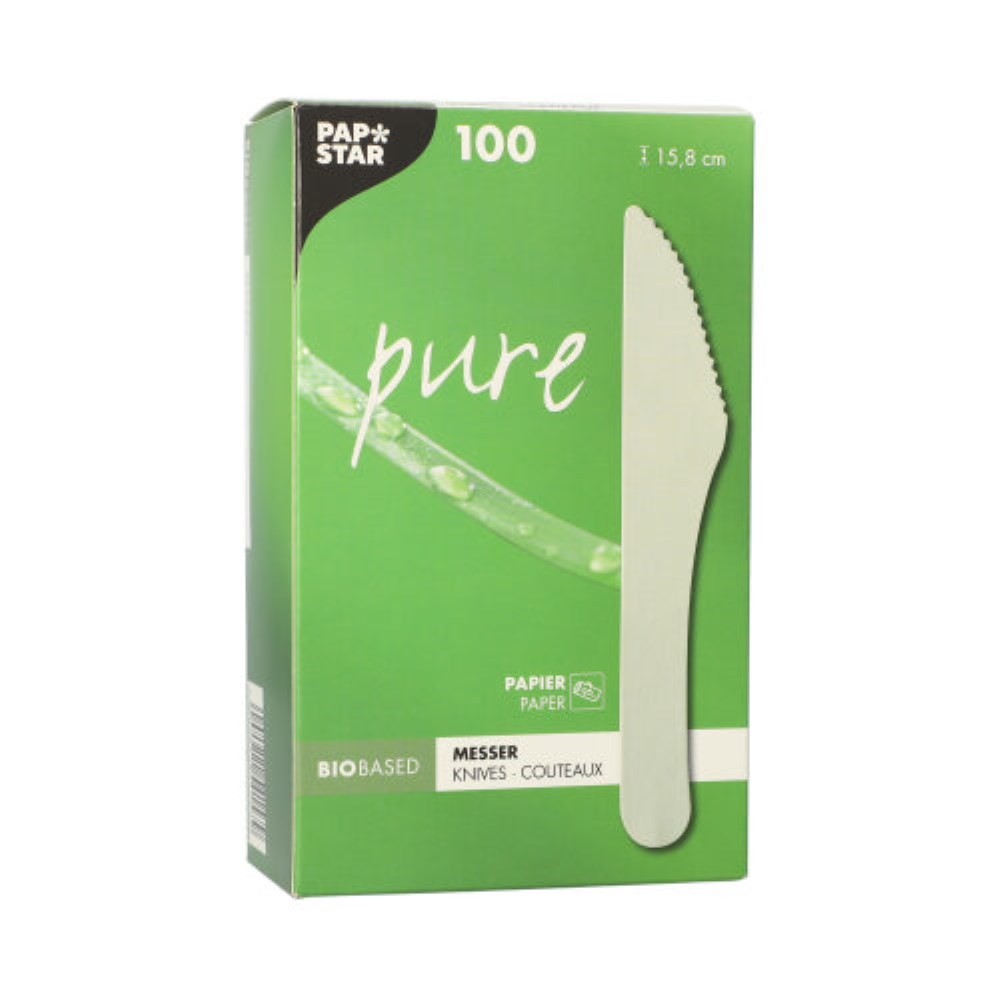 100 Messer, Papier "pure" 15,8 cm weiss