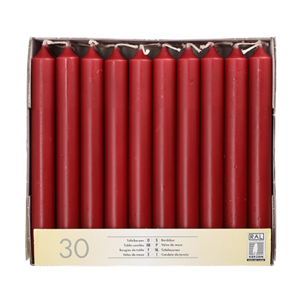 30 Tafelkerzen Ø 2,1 cm · 19,6 cm bordeaux