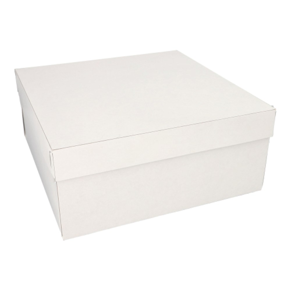 10 Tortenkartons, mit Deckel, Pappe eckig 30 cm x 30 cm x 13 cm weiss
