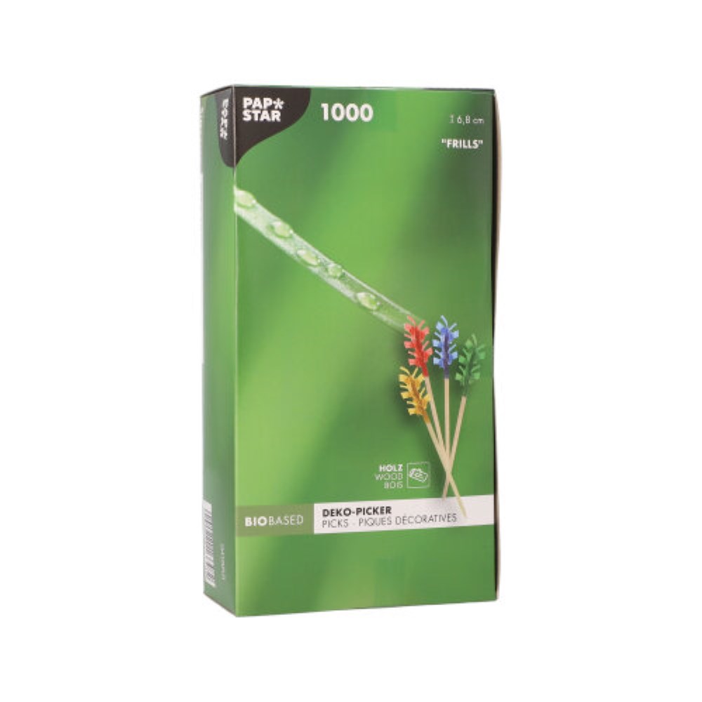 1000 Deko-Picker 6,8 cm farbig sortiert "Frills"