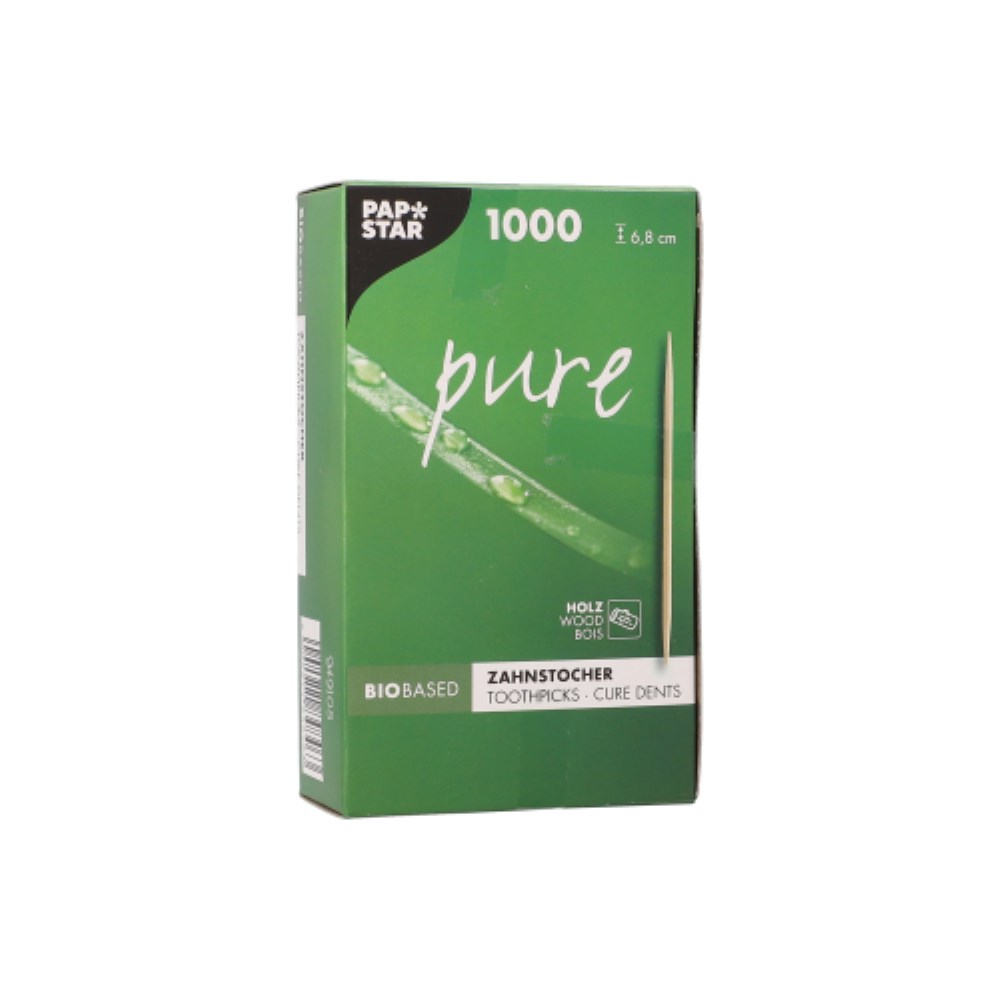 1000 Zahnstocher, Holz "pure" rund 6,8 cm