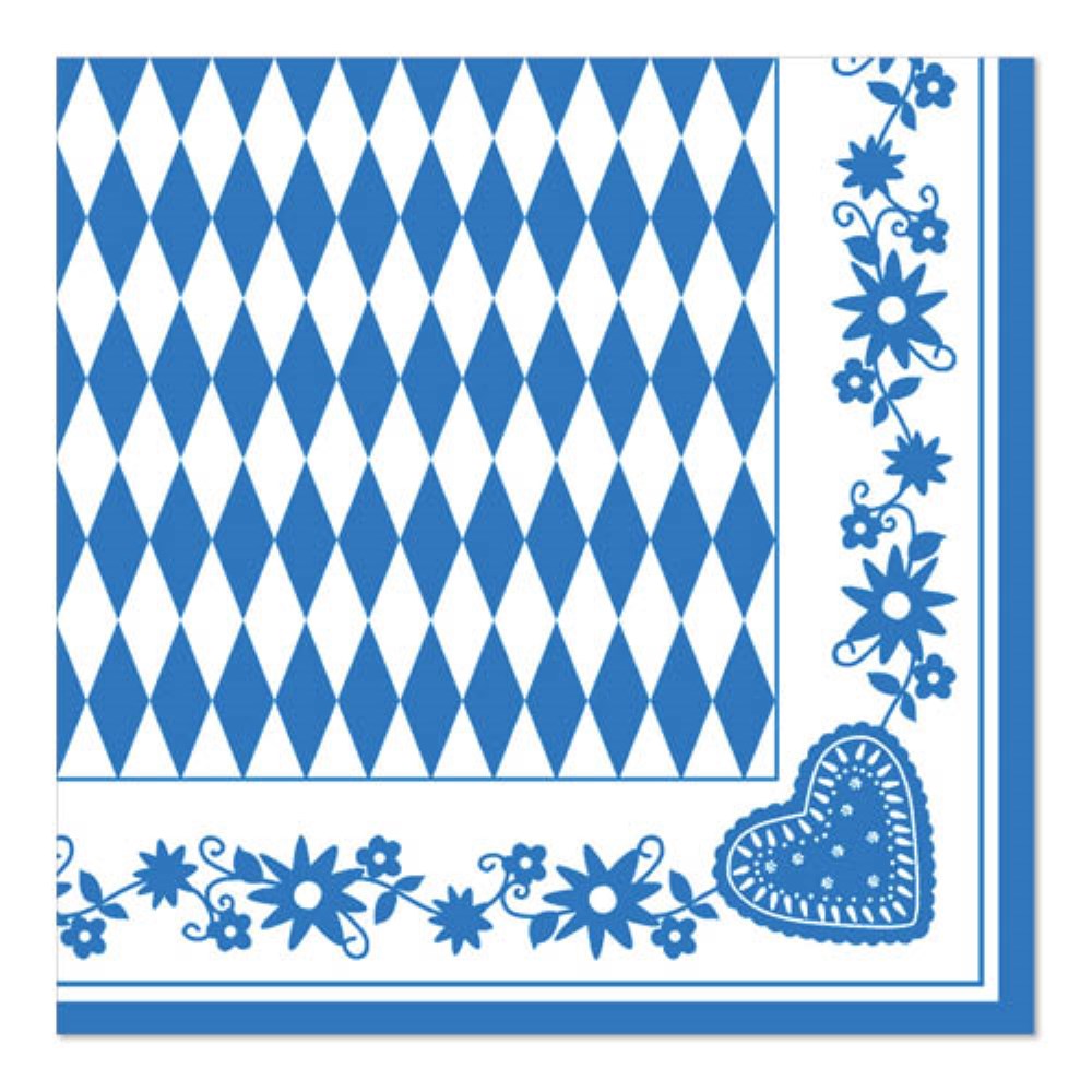 50 Servietten 1/4-Falz 40 cm x 40 cm "Bayrisch Blau"