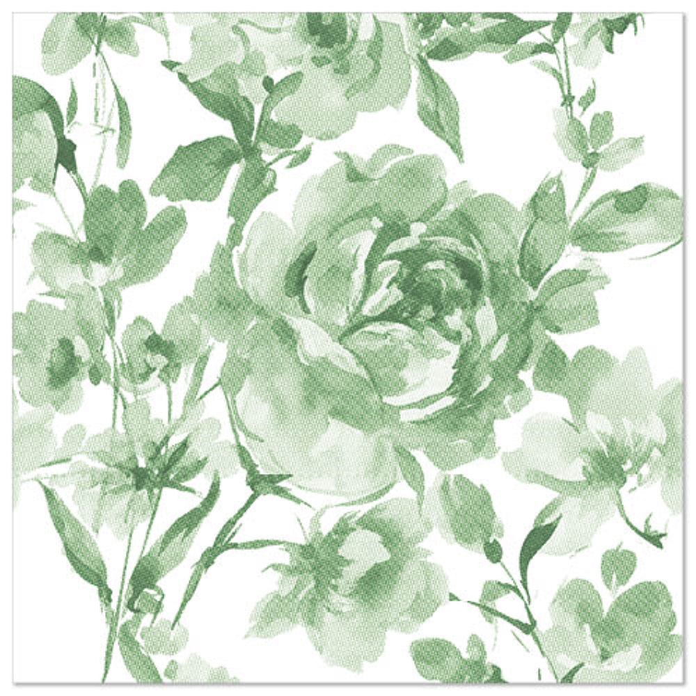 50 Servietten "ROYAL Collection" 1/4-Falz 40 cm x 40 cm dunkelgrün "Rose"