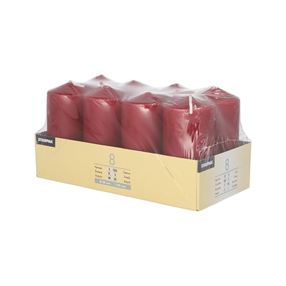 8 Stumpenkerzen Ø 50 mm · 100 mm bordeaux