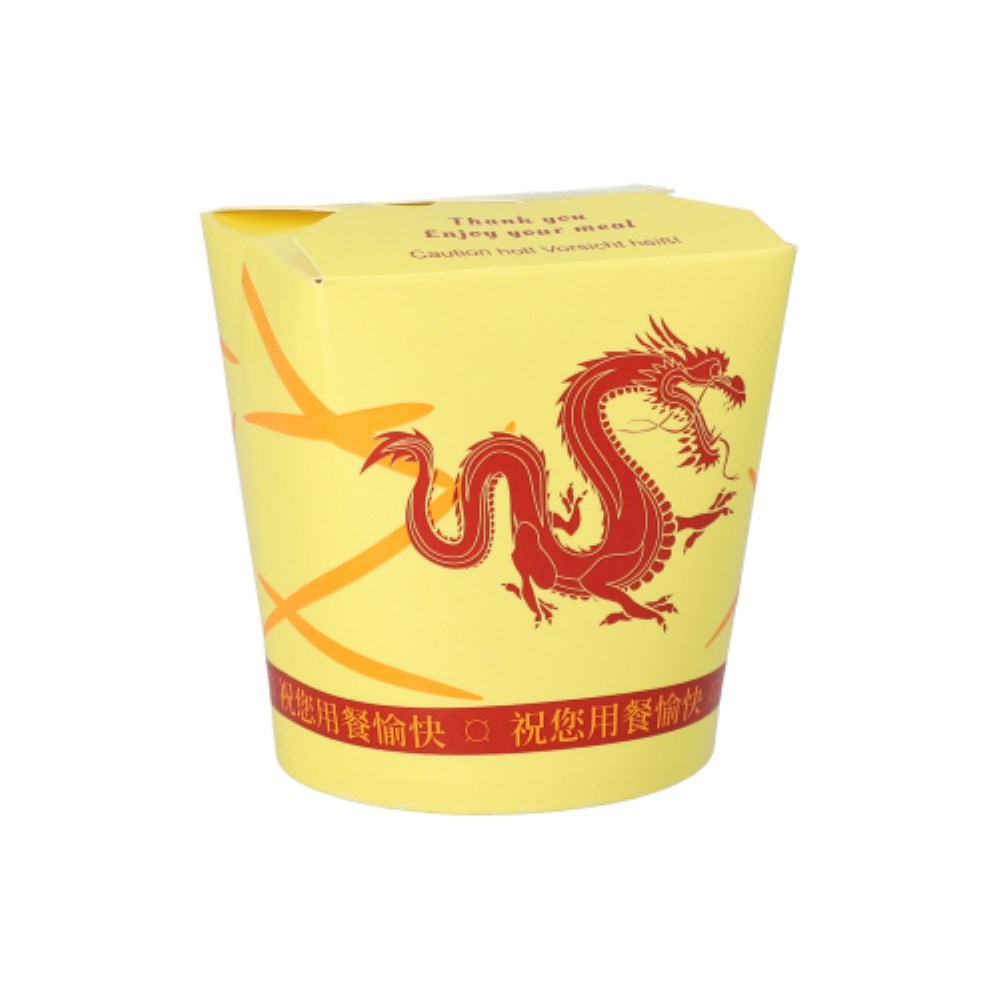 50 Snackboxen "ASIA" rund 550 ml 9,7 cm x 8,6 cm x 7,4 cm "Dragon"