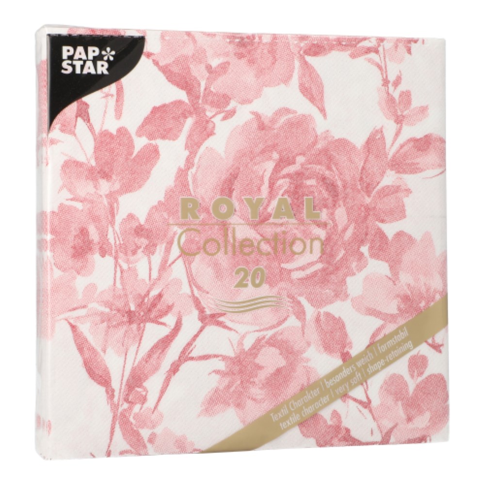 20 Servietten "ROYAL Collection" 1/4-Falz 40 cm x 40 cm bordeaux "Rose"