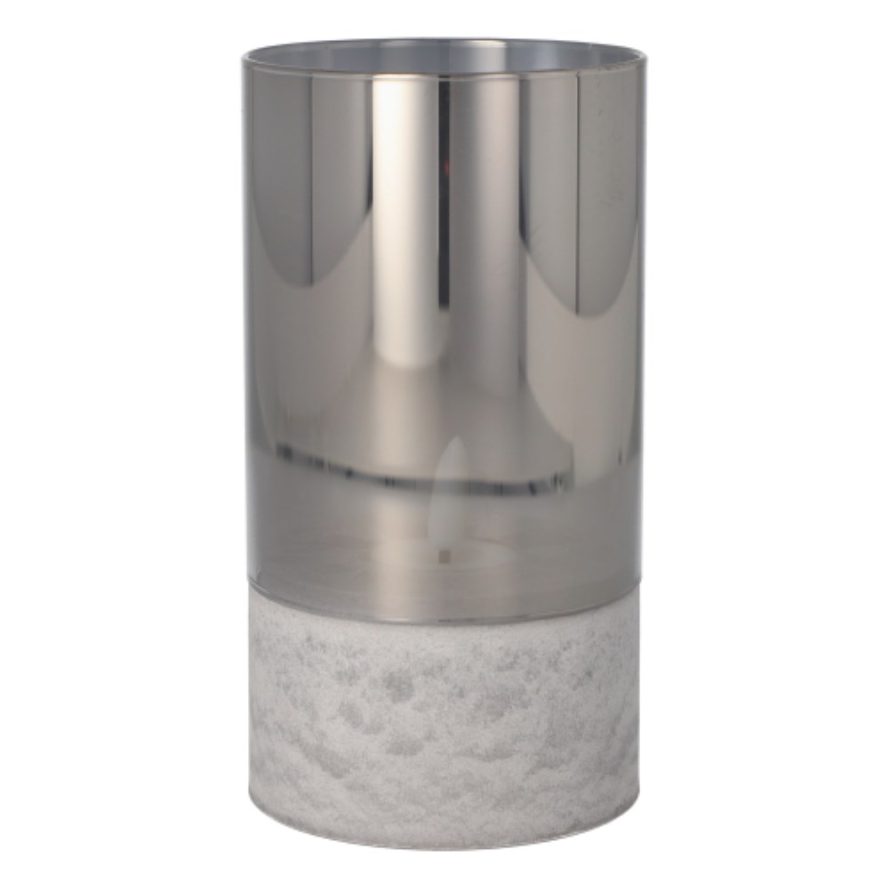 LED-Kerze Ø 8 cm · 15 cm grau "Gracia" groß