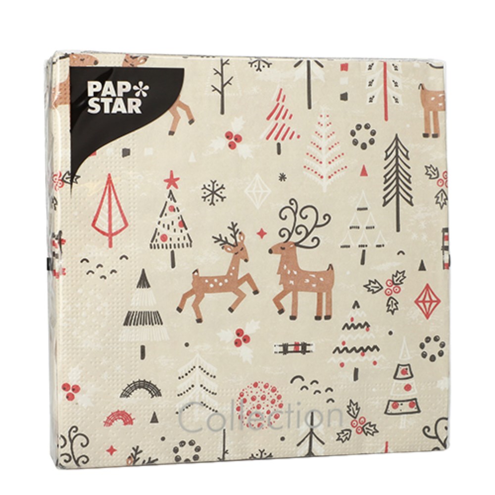 20 Servietten, 3-lagig 1/4-Falz 33 cm x 33 cm "Winter Ornaments"