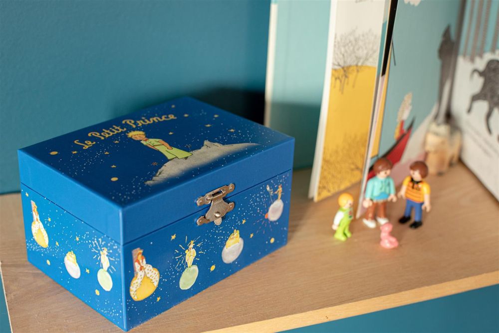 Phosphoreszierende Spieldose Kleiner Prinz© Dunkelblau - Leuchtet in der Nacht