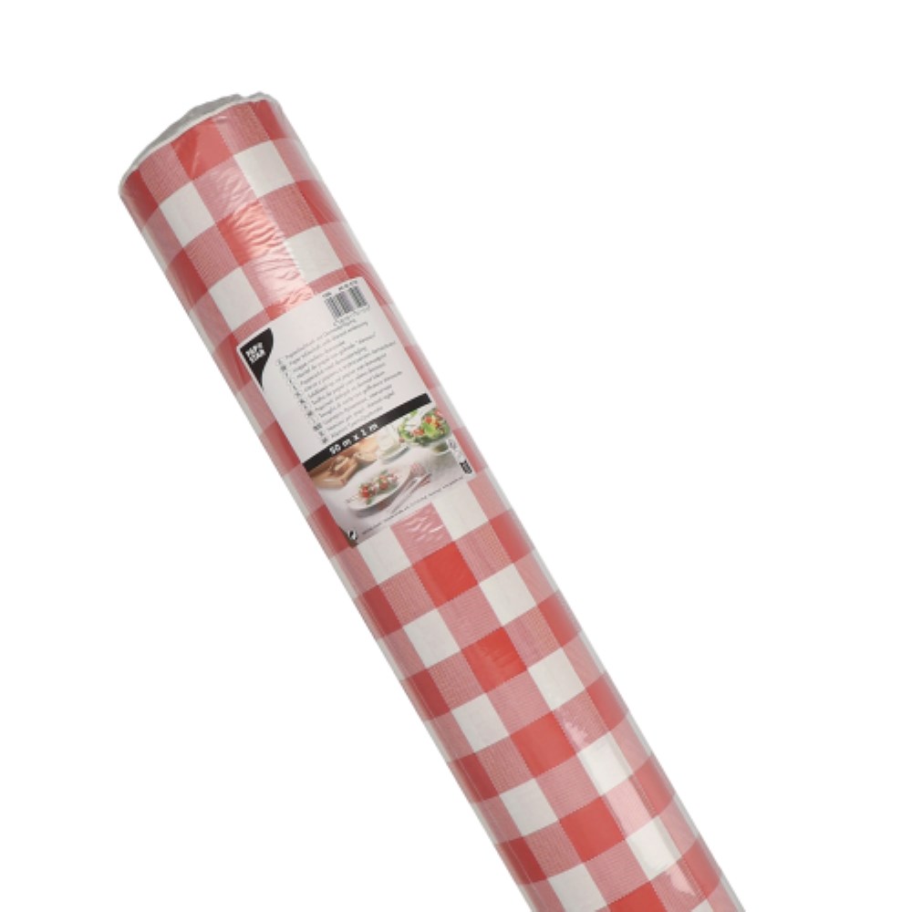 Papiertischtuch mit Damastprägung 50 m x 1 m rot "Vichy Karo"