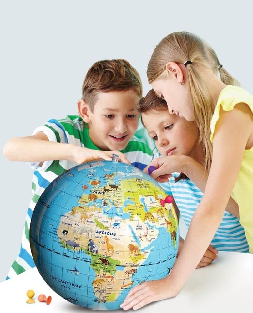 Stick & Quiz Tiere 42 cm - aufblasbarer Globus -  Lernspielzeug