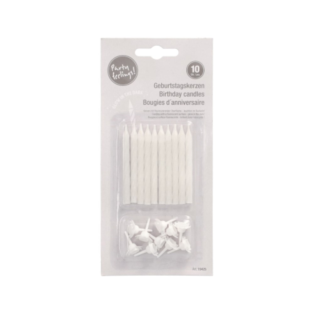 10 Kerzen mit Halter 6 cm "Glow in the dark"