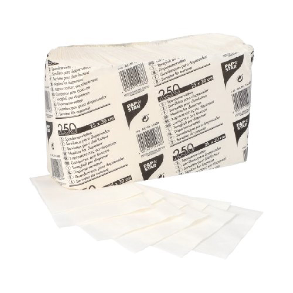 250 Spenderservietten, 1-lagig 25 cm x 30 cm weiss 250 Spenderservietten, 1-lagig 25 cm x 30 cm weiss