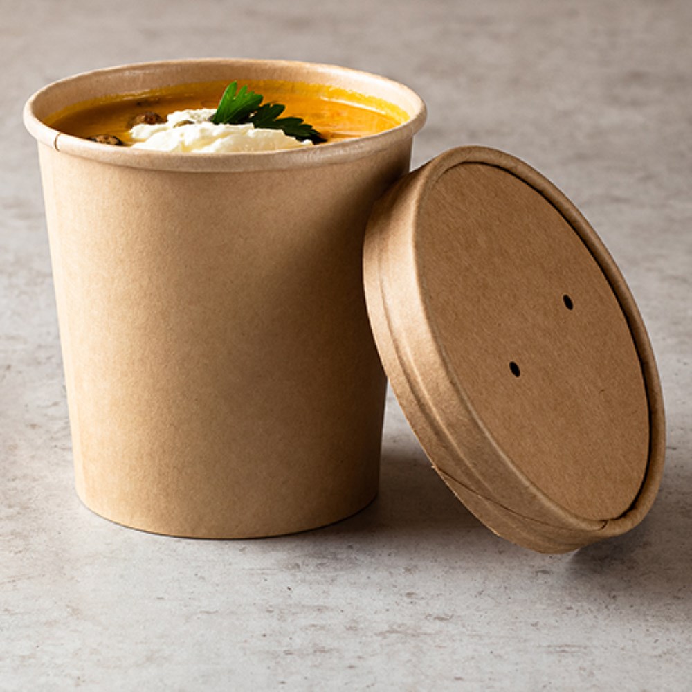 25 Suppenbecher, Pappe 470 ml Ø 9,8 cm · 10 cm braun