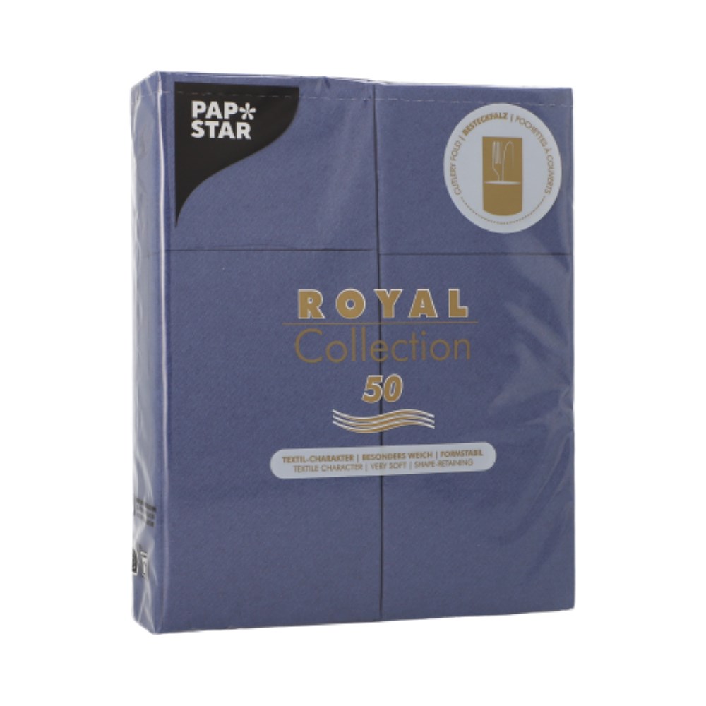 50 Servietten "ROYAL Collection" 40 cm x 30 cm dunkelblau mit Besteckfalz