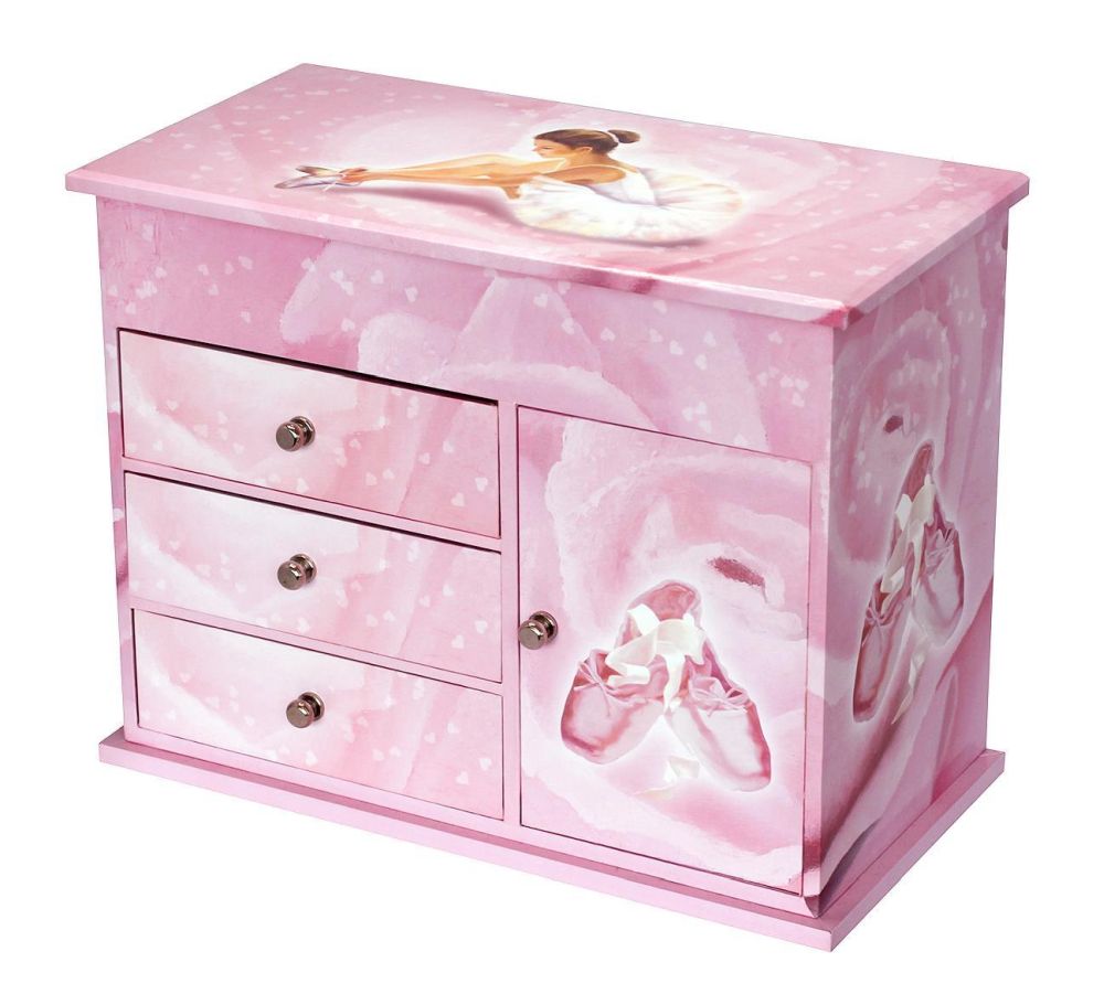 Musik Truhe Groß mit Schublade Tänzerin Rosa