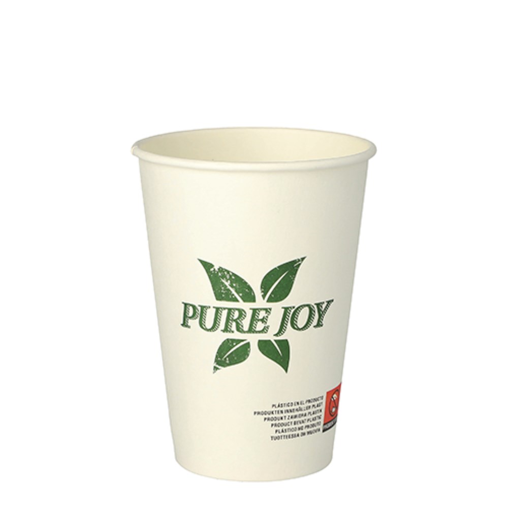 50 Trinkbecher, Pappe 0,25 l Ø 8 cm · 10,8 cm weiss "Pure Joy"