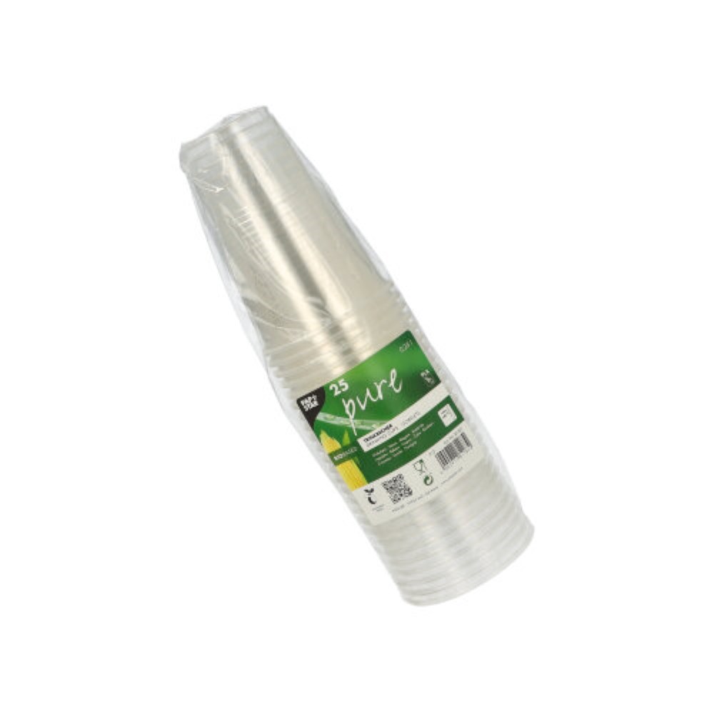 25 Kaltgetränkebecher, PLA "pure" 0,25 l Ø 7,8 cm · 11 cm glasklar mit Schaumrand